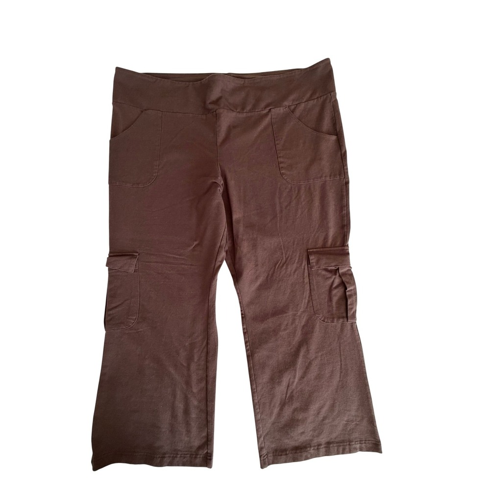Women with Control Brown Cargo Pants Wide Leg Petite 3XP Renee Greenstein